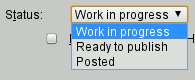 Blog post status field menu
